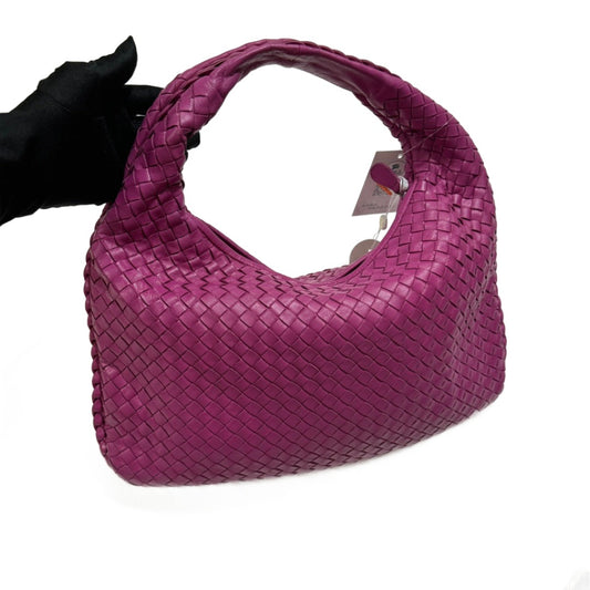 Bottega Veneta Veneta Hobo Medium Deep Fuchsia Pink Intrecciato Leather Bag 40cm-Luxbags
