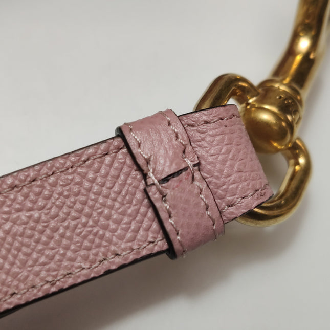 Dior Saddle Mini Cherry Blossom Pink Grained Leather GHW with Strap
