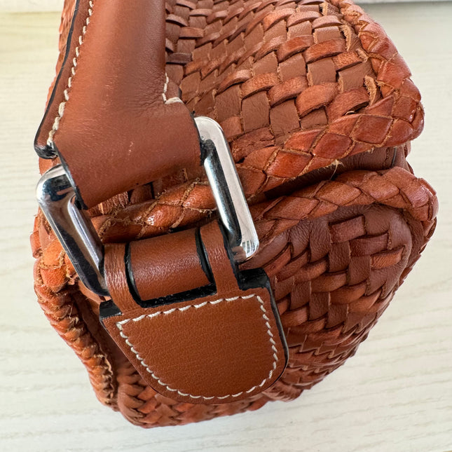 Sold Loewe Puzzle Small Leather Woven Caramel Tan Crossbody Bag