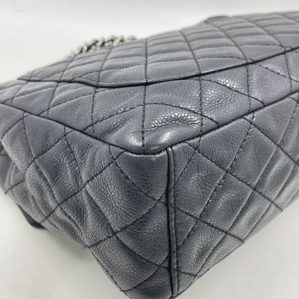 Chanel Classic Flap Maxi Black Soft Caviar Leather Silver-tone Hardware Giant CC Logo