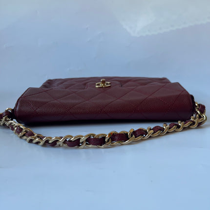 Chanel Vintage Burgundy Caviar Leather Shoulder Bag 24k Gold HW