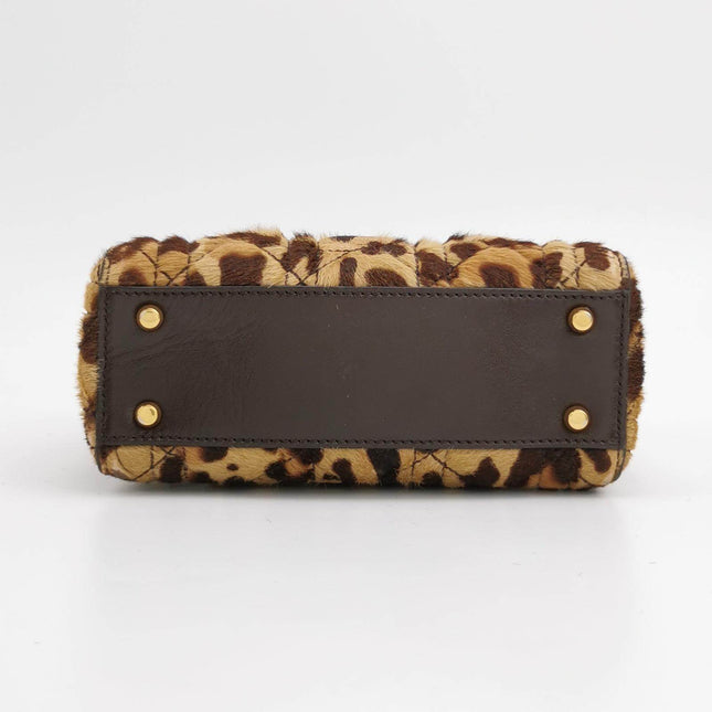 Sold Lady Dior Mini Handbag Pony-style Calfskin Leather Leopard Print