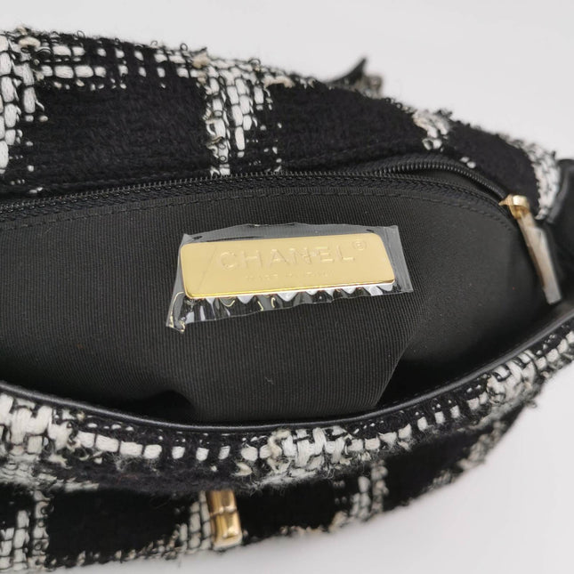Sold Chanel 19 Bag 2021 Small Black White Checkered Tweed Bag