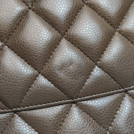 Chanel Classic Flap Jumbo 2012 Coffee Brown Caviar Leather Double Flap Silver Hardware