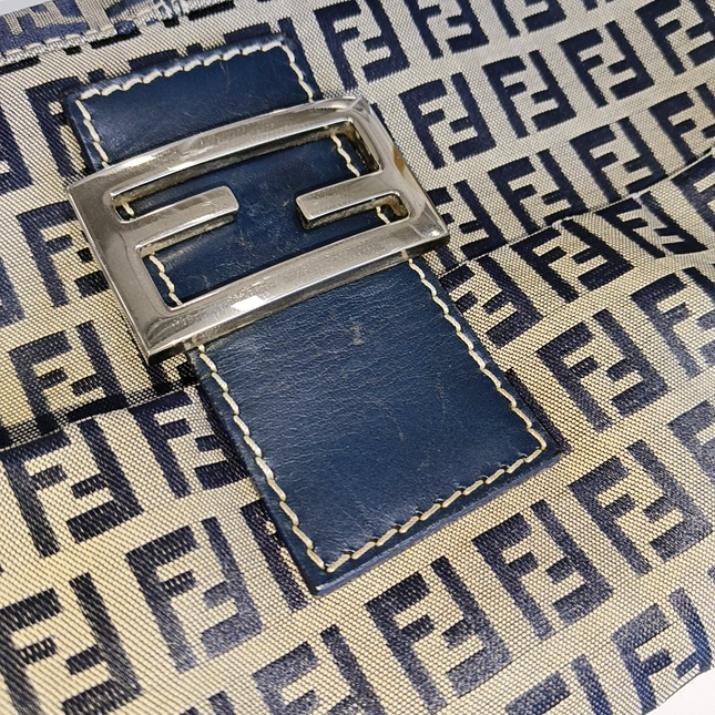 Sold Fendi Baguette Navy Zucchino Print Monogram