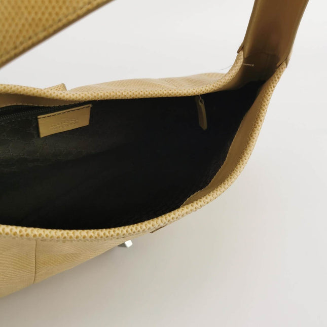 Sold Gucci Jackie Vintage Yellow Gold Exotic Lizard-skin Leather Shoulder Bag
