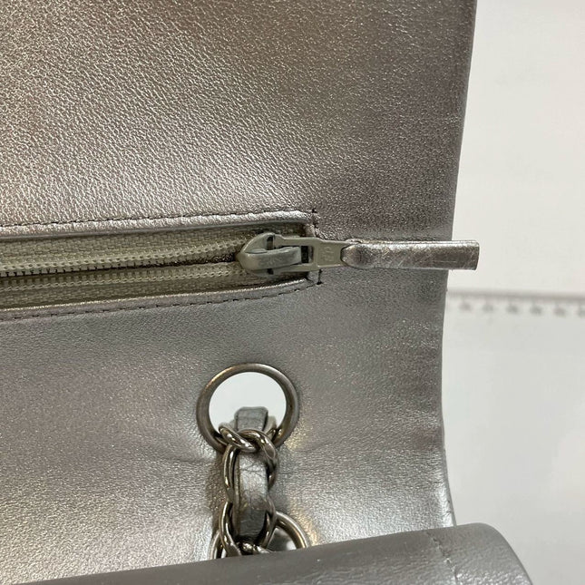 Sold Chanel Classic Flap 2010 Silver Lambskin Leather