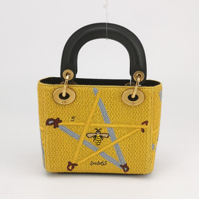 Lady Dior Mini Limited Edition Yellow Star and Bee Beaded Handbag 2017