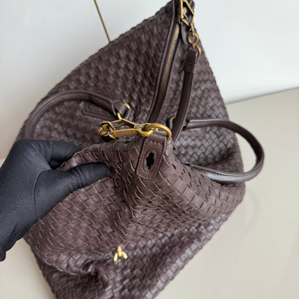 Bottega Veneta Maxi Convertible Tote Dark Chocolate Brown Leather Gold HW 50cm