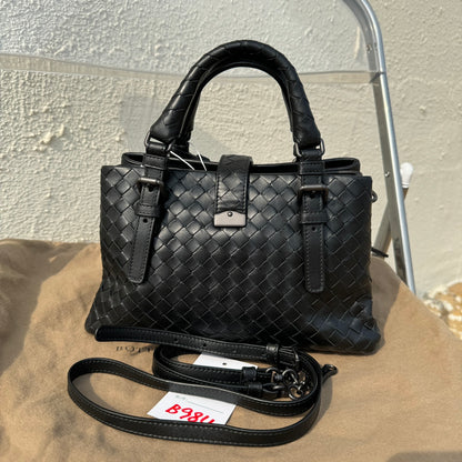 Bottega Veneta Roma Handbag Bag Intrecciato Nappa Leather Black Mini 25cm