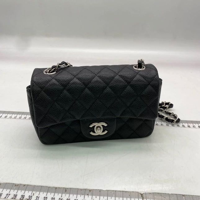 Chanel Classic Flap Mini Black Caviar Silver Hardware 2017-18