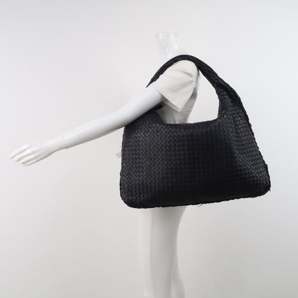 Bottega Veneta Hobo Maxi Midnight Navy Black leather Tiny Fringes 50cm