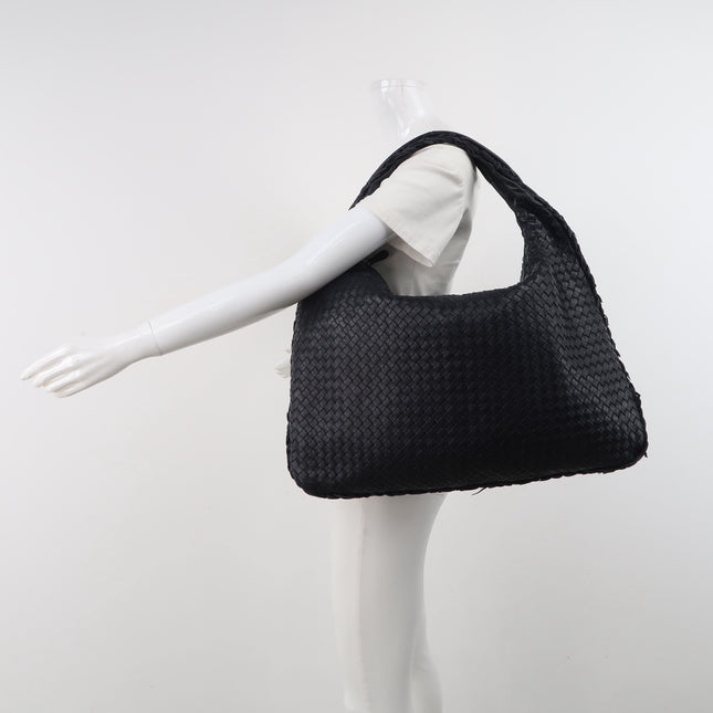 Bottega Veneta Hobo Maxi Midnight Navy Black leather Tiny Fringes 50cm