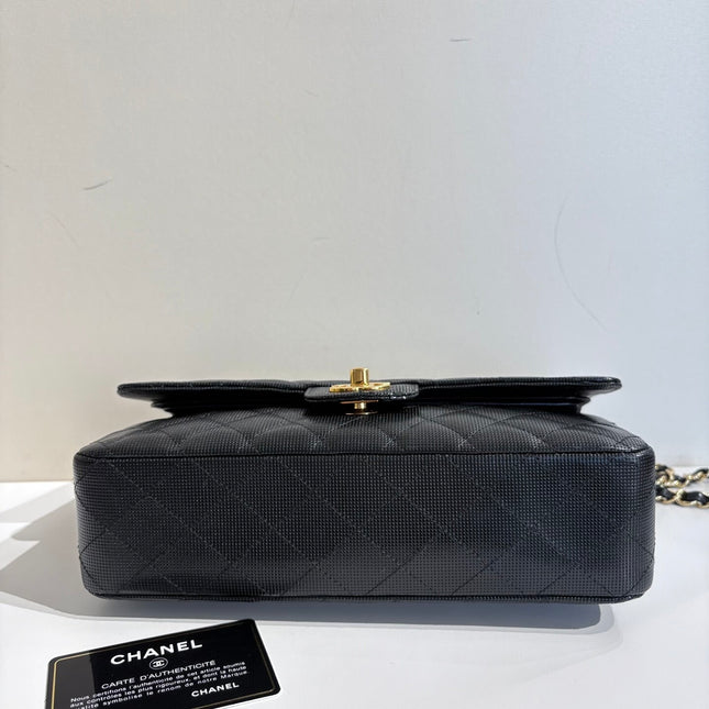 Chanel Classic Flap Medium 2016 Black Pixel Effect Calfskin Leather Gold Hardware