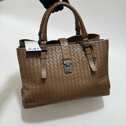 Bottega Veneta Roma Large Intrecciato Nappa Leather Caramel Brown Tan 35cm No Strap-Luxbags