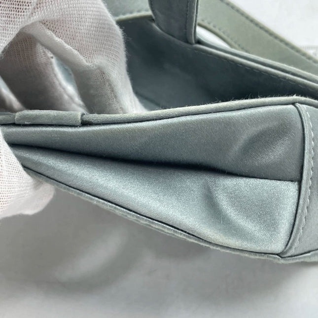 Sold Dior Saddle Mini Silk Blue Grey with Crystal Embedded Buckles