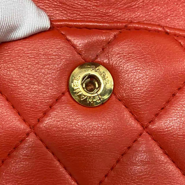 Chanel Classic Flap Medium Red Lambskin Leather with Gold Hardware