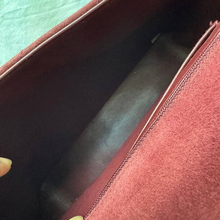 Chanel Vintage Medium Flap Top Handle Bag Burgundy Suede Leather 1997-1999