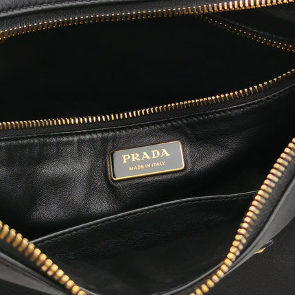 Prada Aimée Black Large Calfskin Leather Shoulder Bag