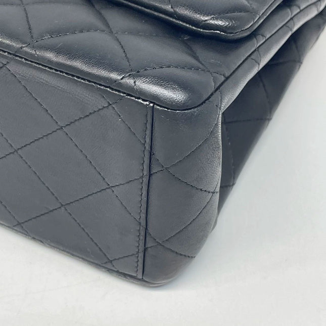 Chanel Classic Flap Maxi Black Lambskin Leather Double Flap Silver Hardware 2011-2012