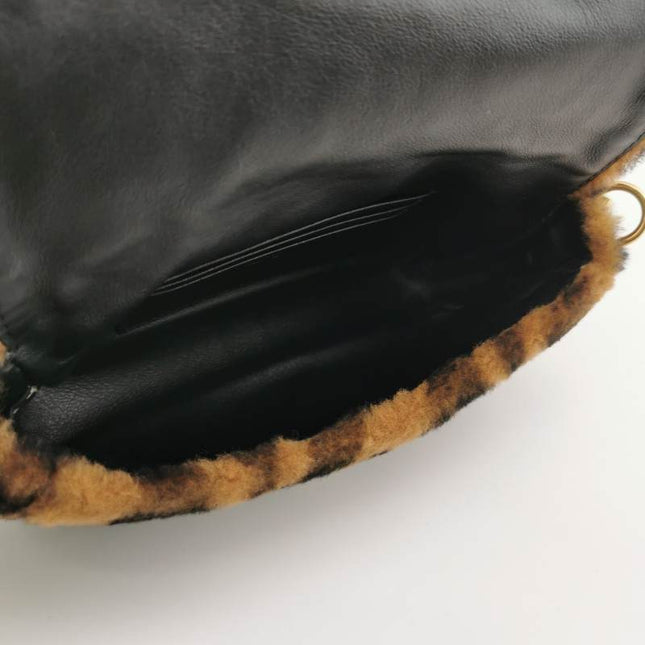 Fendi Baguette Mini Shearling Vitello Dolce Marco FF 1974 Tobacco Black Brown Zucca