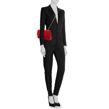 Chanel Classic Flap Small Red Fabric Double Flap Vintage 24k Gold Hardware Shoulder Bag