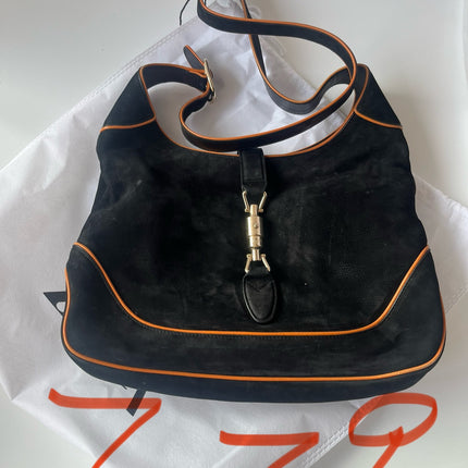 Sac Gucci Jackie 1961 en Suédine Noir, Taille Moyenne