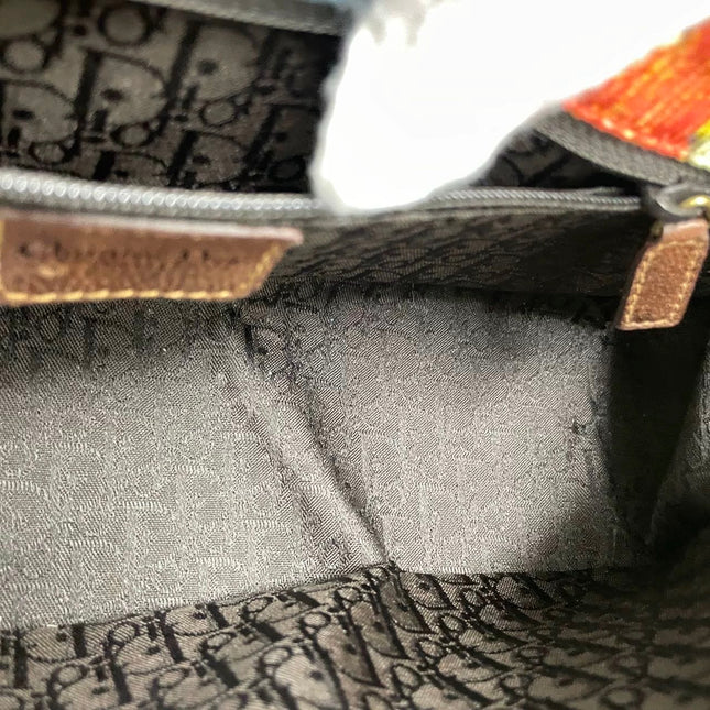 Dior Limited Edition Rare Columnbus Dior Strict Chic Brown Multicolor Velvet Bag
