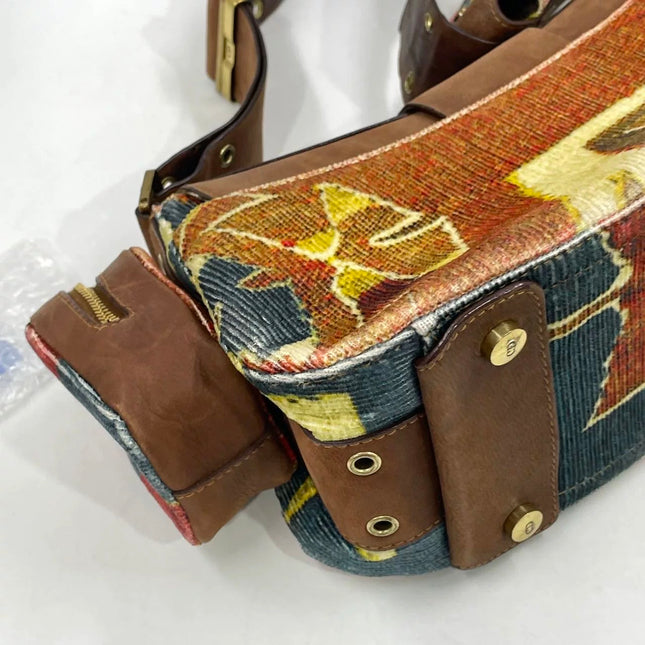 Dior Limited Edition Rare Columnbus Dior Strict Chic Brown Multicolor Velvet Bag