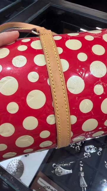 Louis Vuitton x Kusama Papillon 28 Red Polka Dots Patent Leather Handbag