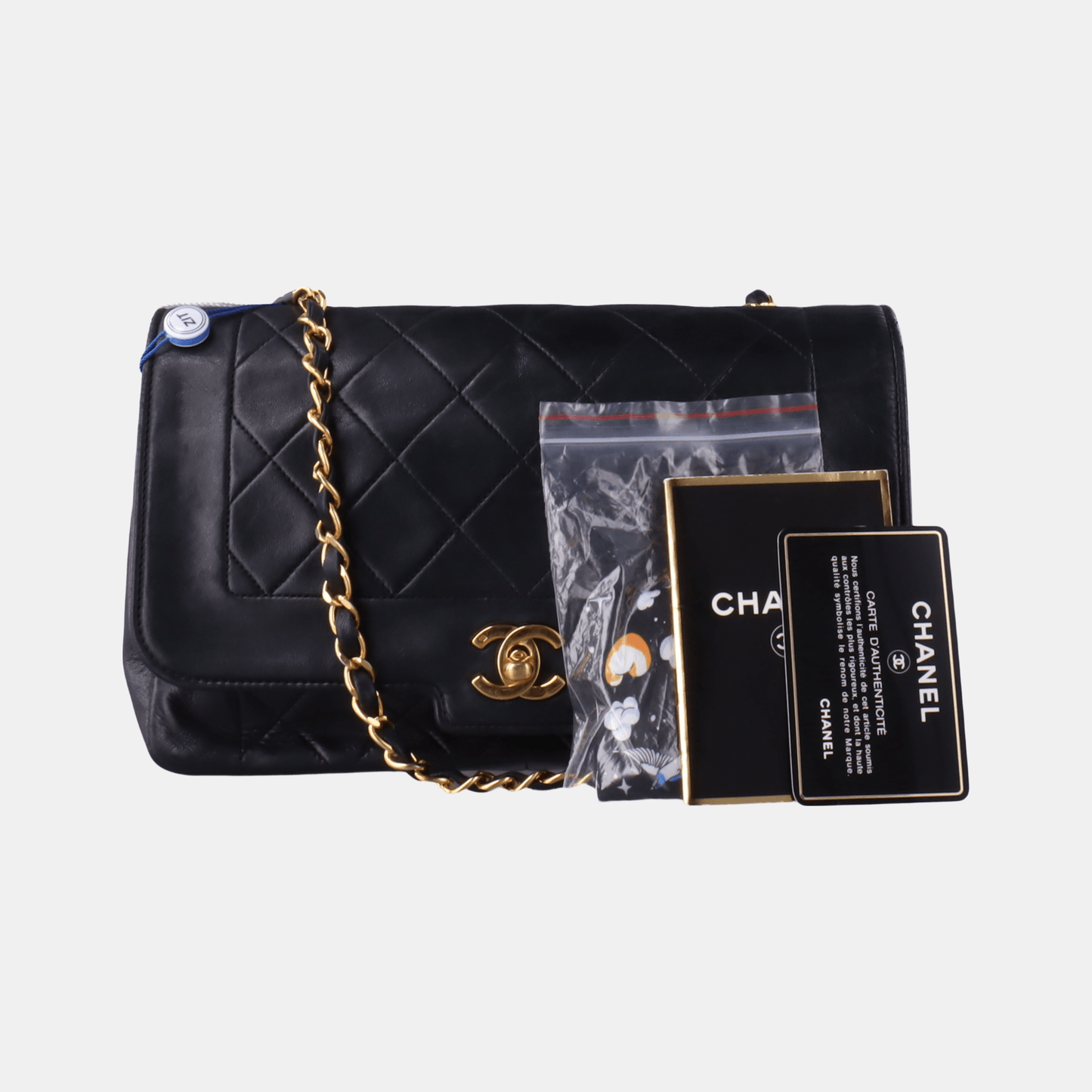 Chanel Diana CC Flap Bag Vintage Black Lambskin Leather with 24k Gold HW, 1989-1991