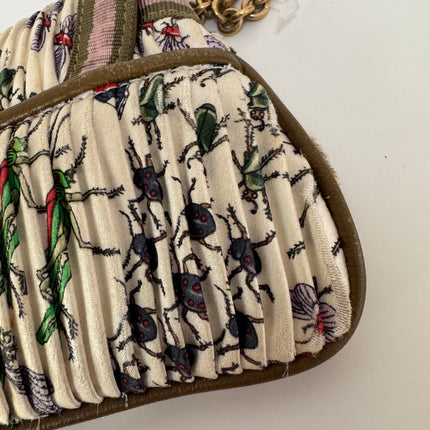 Gucci Padlock Silk Chain Shoulder Bag White Floral with Bee Charm