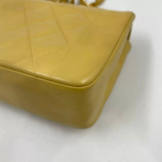 Chanel Diana CC Flap Bag Small Vintage Yellow Lambskin Leather with 24k Gold HW, 1991-1994