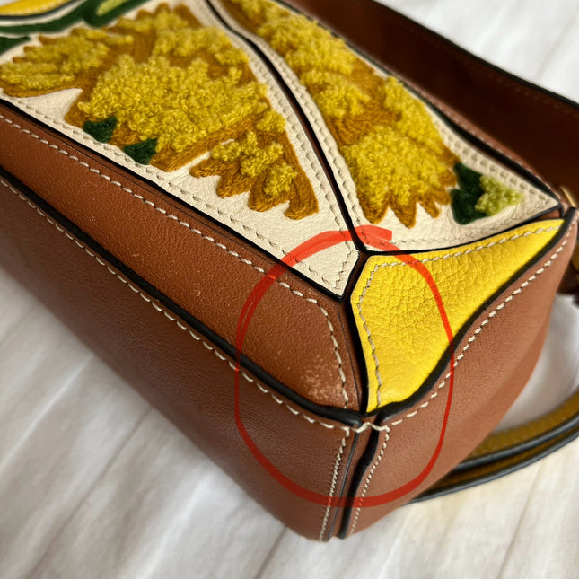 Loewe x William De Morgan Puzzle Mini Embroidered Brown Yellow Multicolor