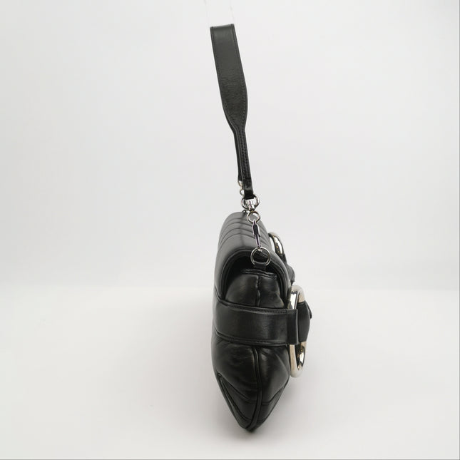 Gucci Horsebit 1955 Chain Shoulder Bag Large Black Padded Leather S23