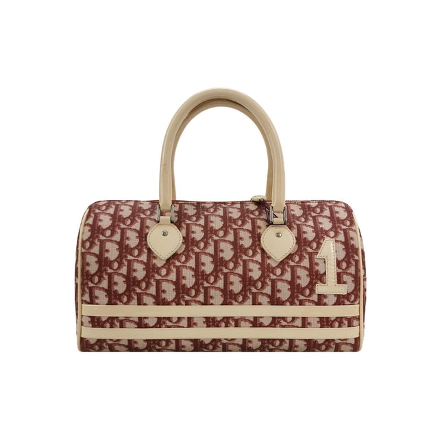 Dior No. 1 Rasta Trotter Bowling Bag Red Oblique Canvas White Patent Leather