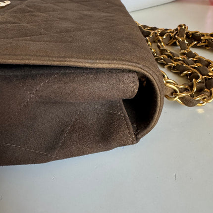 Sold Chanel Classic Flap Brown Suede Single Flap 24k Gold Plated Hardware