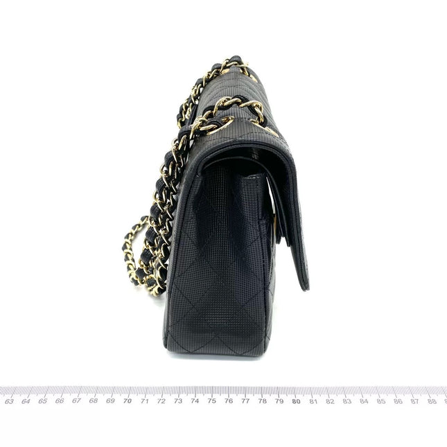 Chanel Classic Flap Medium 2016 Black Pixel Effect Calfskin Leather Gold Hardware