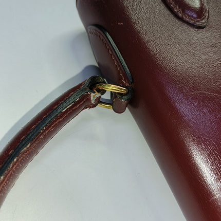 Hermes Kelly 32 Sellier Burgundy Box Leather Gold HW 1987