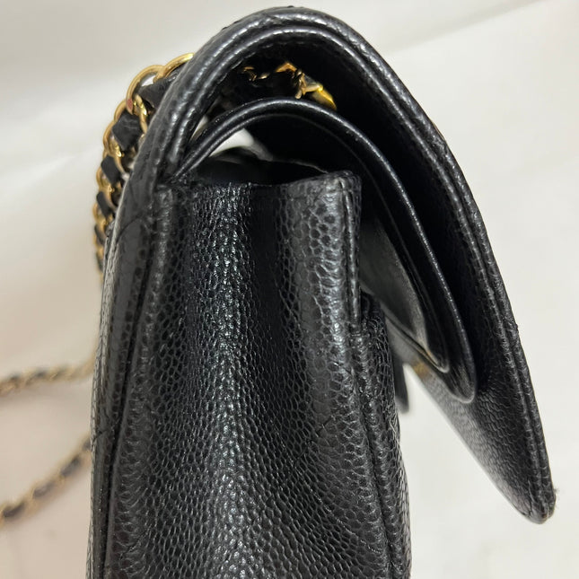 Chanel Classic Flap Medium Black Caviar Leather with 24k Gold Hardware, 2008