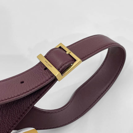 Yves Saint Laurent YSL Le 5 A 7 Hobo Small Burgundy Calfskin Shoulder Bag