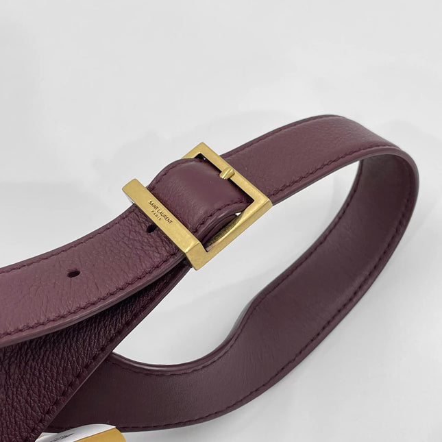 Yves Saint Laurent YSL Le 5 A 7 Hobo Small Burgundy Calfskin Shoulder Bag