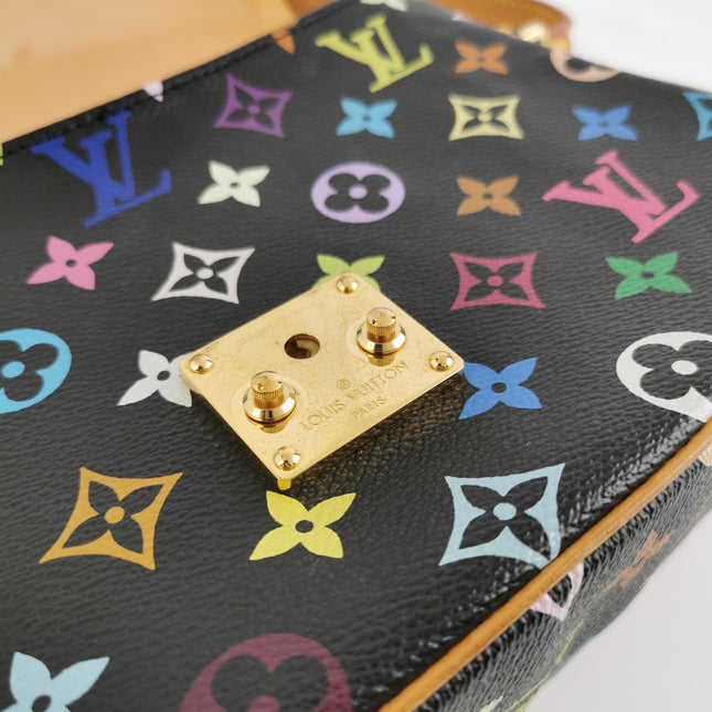 Louis Vuitton x Takashi Murakami Sologne Messenger Crossbody Bag Black Multicolor
