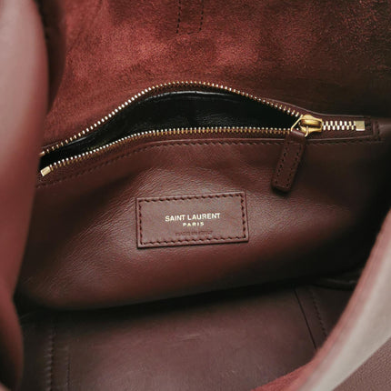 Yves Saint Laurent YSL Le 5 A 7 Hobo Small Burgundy Calfskin Shoulder Bag