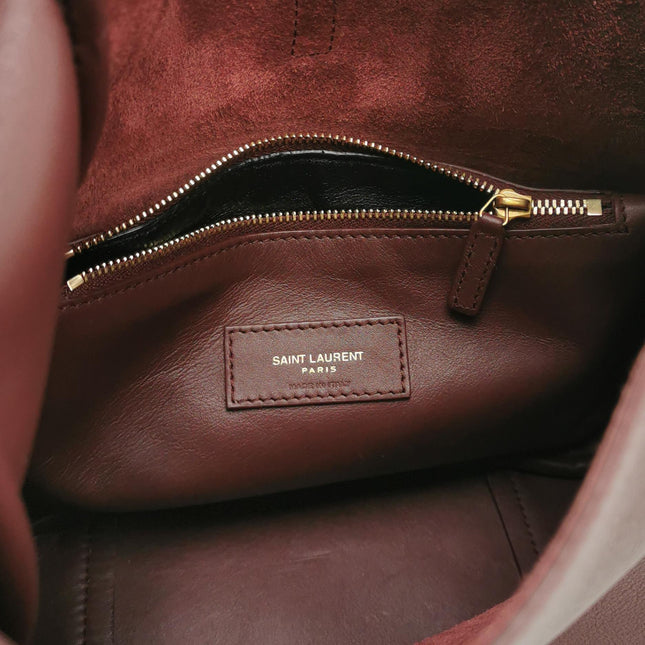 Yves Saint Laurent YSL Le 5 A 7 Hobo Small Burgundy Calfskin Shoulder Bag