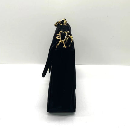 Chanel Classic Flap Maxi Black Velvet Leather Giant Gold CC Logo