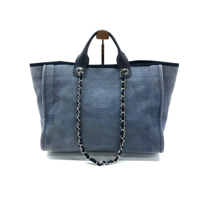 Chanel Deauville Tote Medium Navy Denim Top Handle 2012
