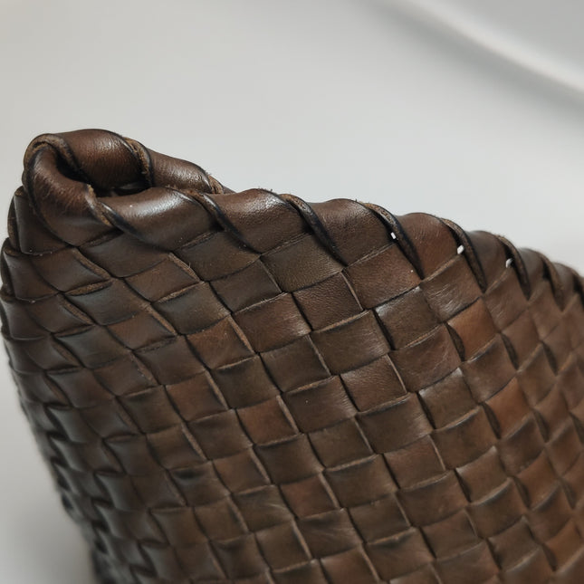 Bottega Veneta Cabat Tote Intreccio Leather Dark Chocolate Brown 44cm