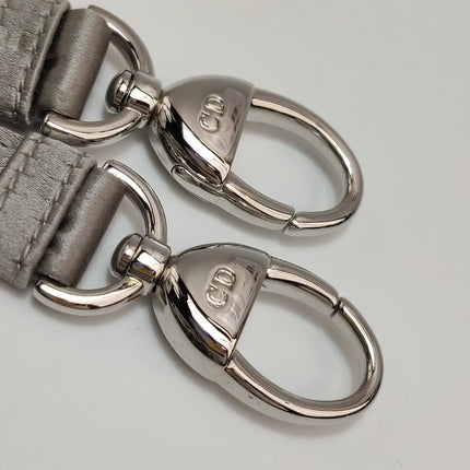 Lady Dior Mini Grey Silk with Crystals Silver Hardware