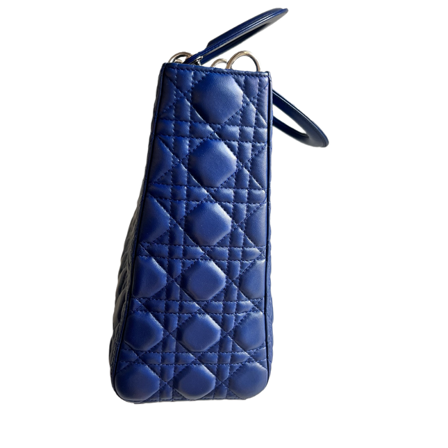 Sold Lady Dior Large Bag Navy Lambskin Cannage Leather